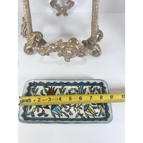 Set of Decorative Hand Painted Trinket /serving Trays From Jerusalem 9”x4.5” - Picture 6 of 7